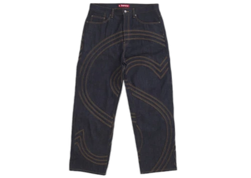 Supreme S Logo Rigid Baggy Jean Black