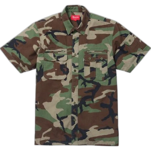 Supreme Safari Shirt Top Woodland Camo