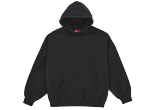 Supreme Satin Appliqué Hooded Sweatshirt (FW25) Black
