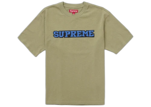 Supreme Satin Appliqué S/S Top Light Olive