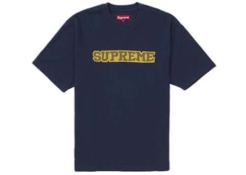 Supreme Satin Appliqué S/S Top Navy