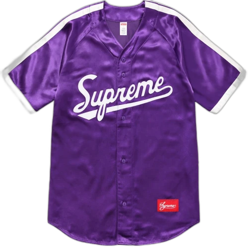 Supreme Satin Baseball Jersey Purple
