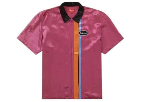Supreme Satin Zip Up S/S Work Shirt Pink