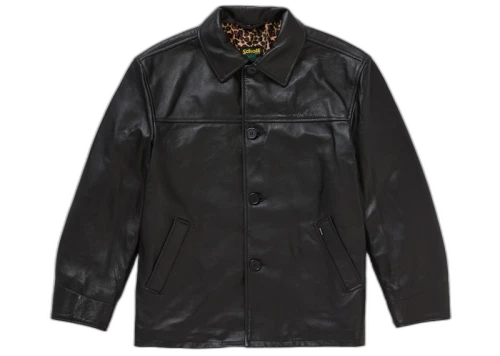 Supreme Schott Leather Car Coat (SS25) Black