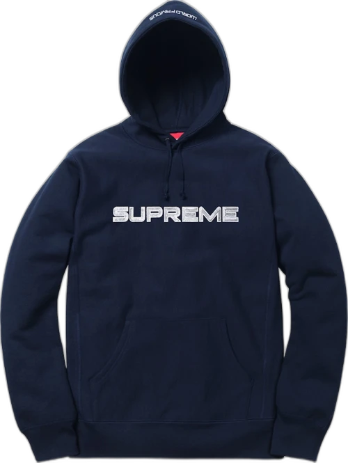 Supreme Sequin Logo Hooded Sweatshirt Navy