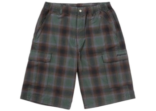 Supreme Shadow Plaid Cargo Short Green