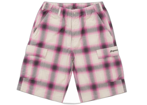 Supreme Shadow Plaid Cargo Short Pink
