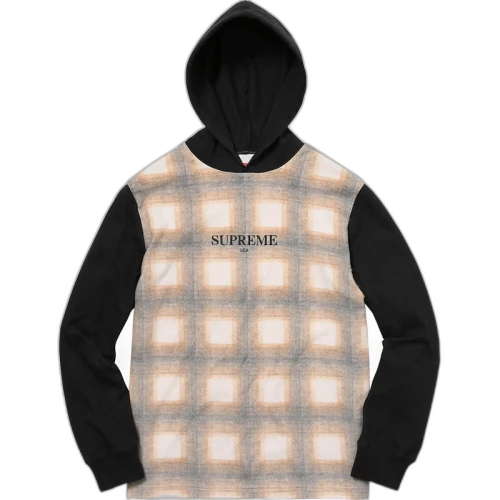 Supreme Shadow Plaid Hooded L/S Top Brown