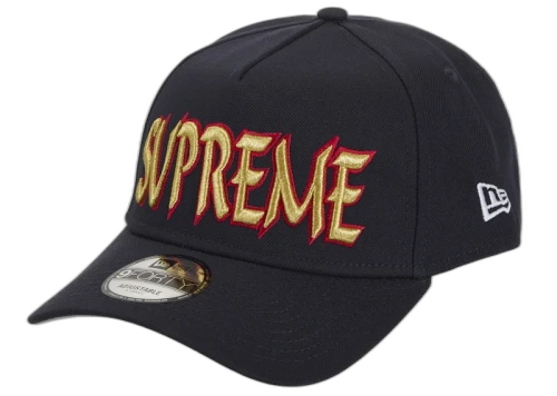 Supreme Sharp Spellout Adjustable New Era Cap Navy