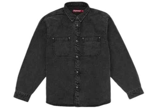Supreme Shearling Lined Denim Work Shirt Overdyed Black