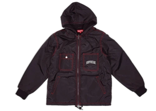 Supreme Sherpa Lined Nylon Zip Up Jacket Black