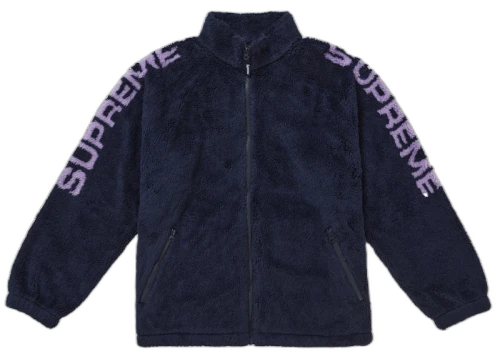 Supreme Shoulder Logo Fleece Jacket Navy