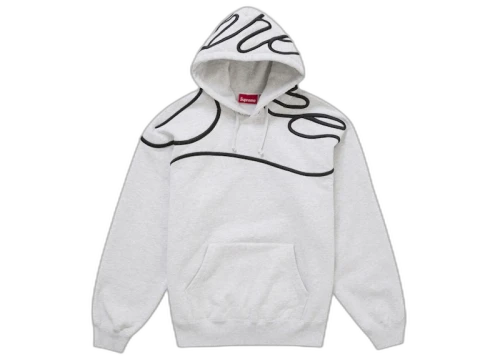 Supreme Shoulder Script Hooded Sweatshirt Heather Grey
