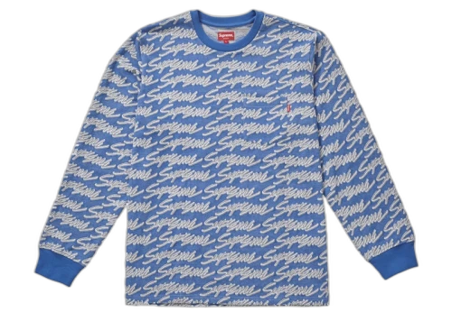 Supreme Signature Script Logo L/S Pocket Tee Royal