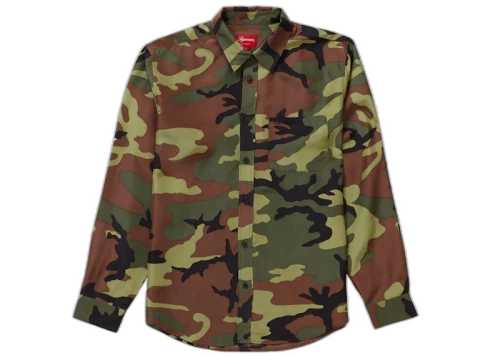 Supreme Silk Camo Shirt Woodland Camo