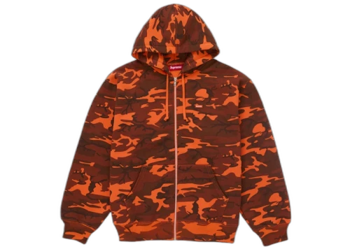 Supreme Small Box Zip Up Hooded Sweatshirt (SS25) Bright Orange Camo
