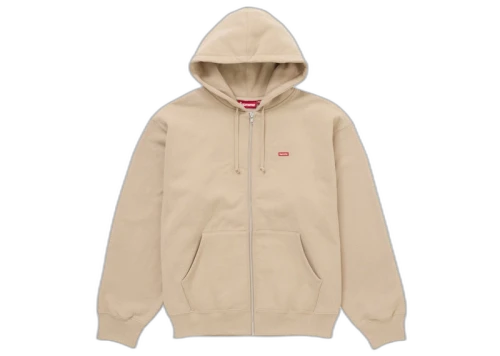 Supreme Small Box Zip Up Hooded Sweatshirt (SS25) Tan
