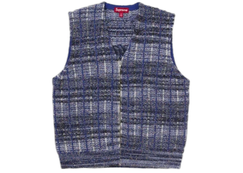 Supreme Speckled Zip Up Sweater Vest Blue