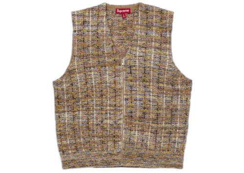 Supreme Speckled Zip Up Sweater Vest Tan