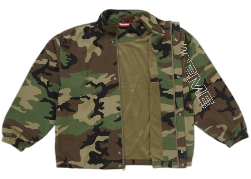 Supreme Spellout Embroidered Ripstop Track Jacket Woodland Camo
