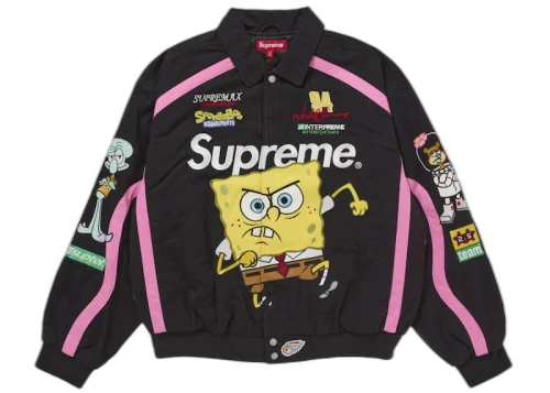 Supreme SpongeBob SquarePants Jeff Hamilton Racing Jacket Black