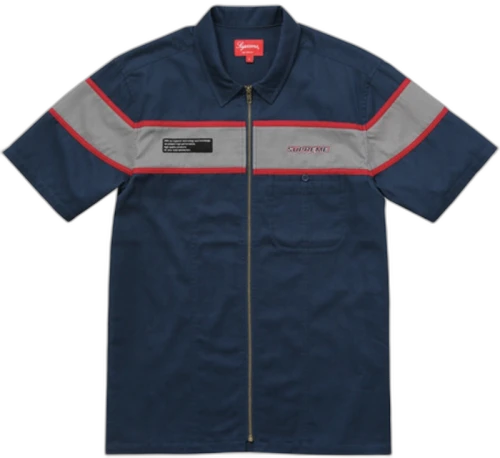 Supreme SS Zip Up Work Shirt Navy