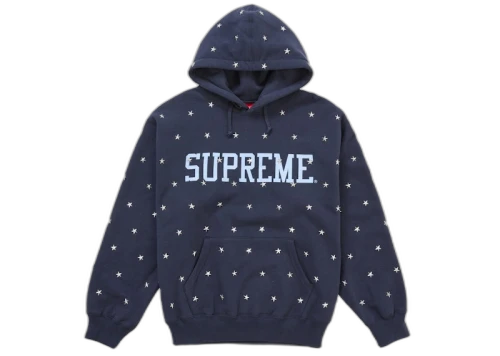 Supreme Stars Studded Hooded Sweatshirt Navy