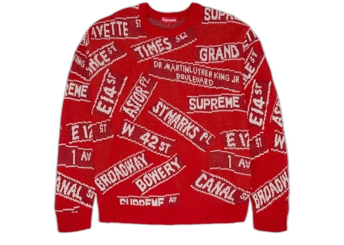 Supreme Street Signs Sweater Red