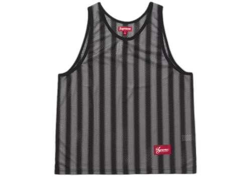 Supreme Stripe Mesh Tank Top Black