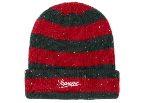 Supreme Stripe Speckle Beanie Red