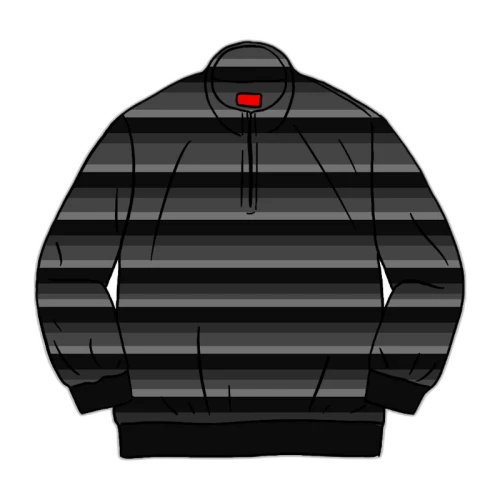 Supreme Stripe Velour Half Zip Pullover Black