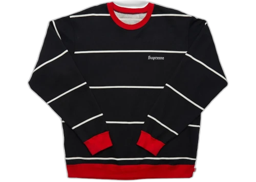 Supreme Striped Crewneck Black