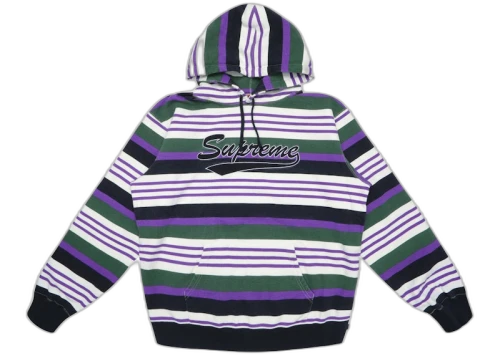 Supreme Striped Hooded Sweatshirt Purple
