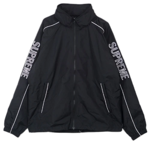 Supreme Striped Logo Windbreaker Black