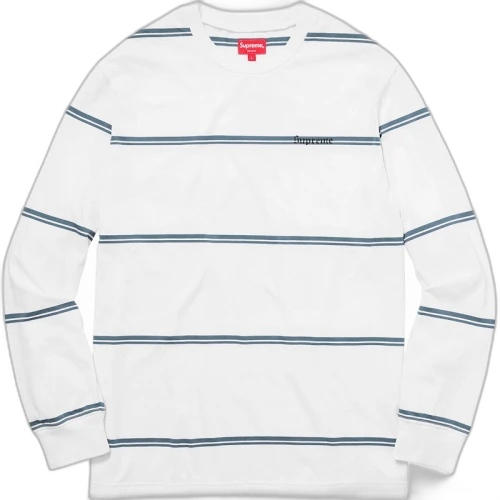 Supreme Striped L/S Top White