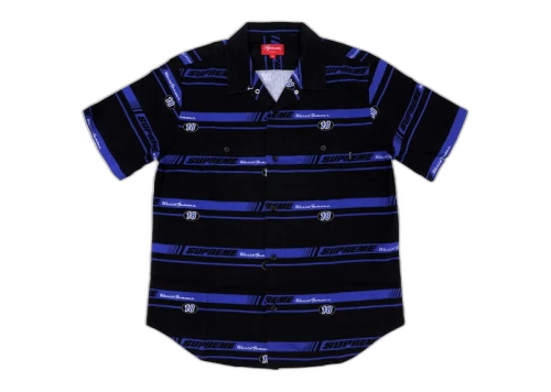Supreme Striped Racing Work Shirt Black