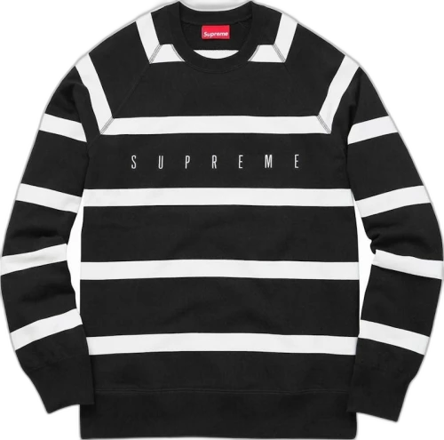 Supreme Striped Raglan Crewneck Black