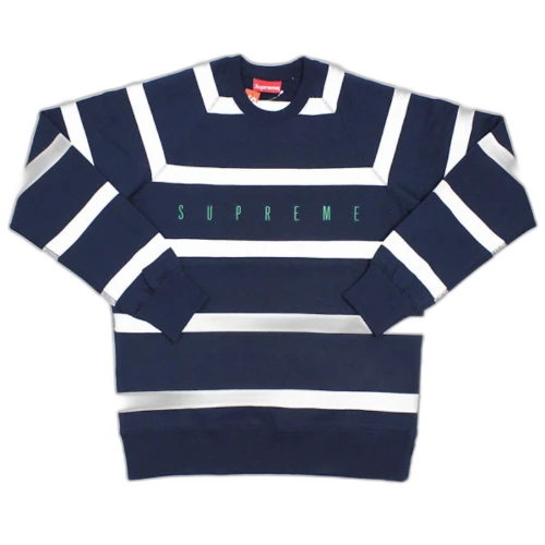 Supreme Striped Raglan Crewneck Navy