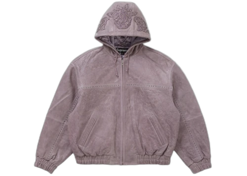 Supreme Studded Hooded Leather Jacket Lilac
