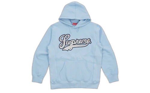 Supreme Studded Leather Script Hooded Sweatshirt Light Blue