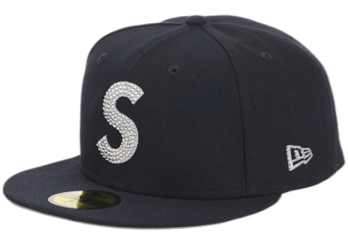 Supreme Swarovski S Logo New Era 59Fifty Fitted Hat Navy