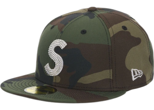 Supreme Swarovski S Logo New Era 59Fifty Fitted Hat Woodland Camo
