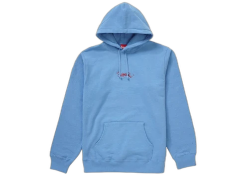 Supreme Tag Logo Hooded Sweatshirt Columbia Blue