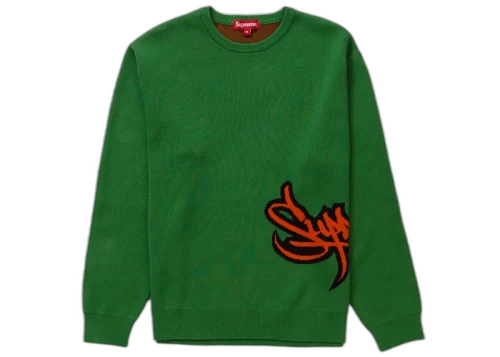 Supreme Tag Logo Sweater Green