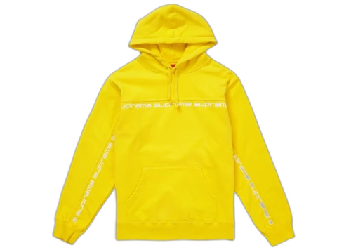 Supreme Text Stripe Hooded Sweatshirt Yellow