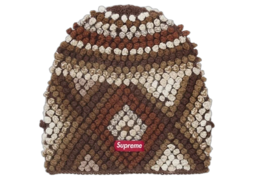 Supreme Textured Knit Beanie Brown