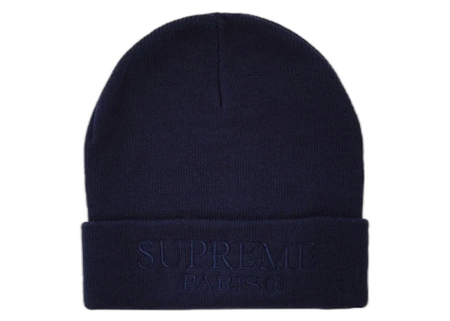 Supreme Tonal Logo Beanie Navy