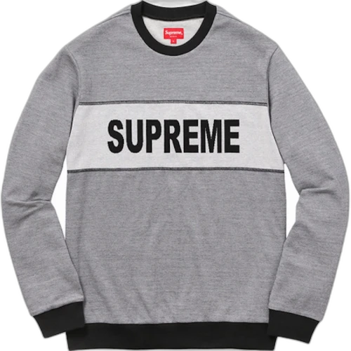 Supreme Tonal Stripe Logo Crewneck Black