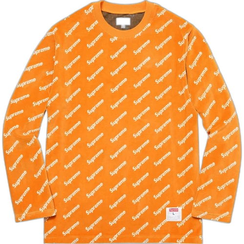 Supreme Velour Diagonal Logo L/S Top Marigold