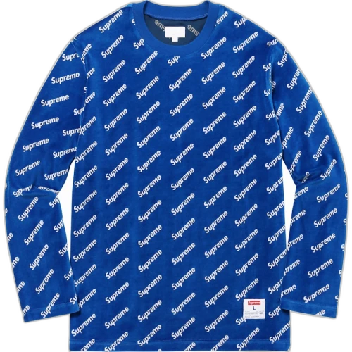 Supreme Velour Diagonal Logo L/S Top Royal